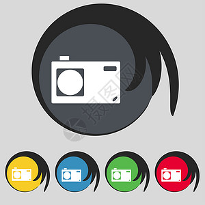 照相机图标照相机标志图标 数字符号 设置彩色按钮插图摄影师照片创造力摄影令牌邮票海豹质量相机背景