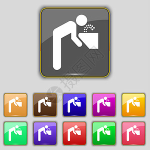 体育运动MBE图标饮用喷泉图标符号 设置为您网站的11个彩色按钮背景