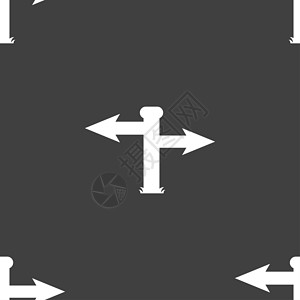路标线性图标白路标志图标符号 灰色背景上的无缝图案邮政导航旅行指导盘子插图路标运输路牌地标背景