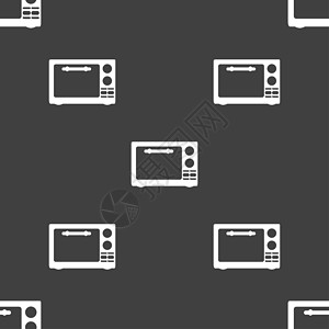 烤箱图标微波炉标志图标 厨房电炉符号 灰色背景的无缝模式等创造力徽章令牌标签按钮微波插图质量圆形食物背景