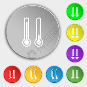 温度计温度图标符号 5个平板按钮上的符号雪花高清图片素材