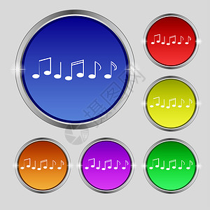 音乐音符符号图标 音乐符号 设置彩色按钮创造力质量令牌笔记徽章插图邮票钥匙海豹标签背景图片