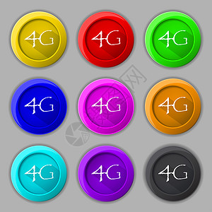 4G图标4G 符号图标 移动电信技术符号 一组彩色按钮令牌框架邮票质量边界标签插图徽章互联网电话背景