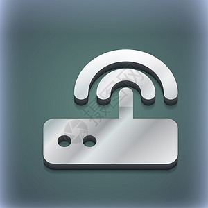 Wifi 路由器图标符号 3D 风格 Trendy 具有文本空间的现代设计 Raster安全高清图片素材