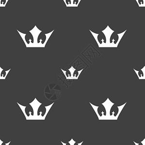 打印皇冠素材皇冠图标符号 在灰色背景上的无缝模式力量君主珠宝班级简写权威插图艺术王子艺术品背景