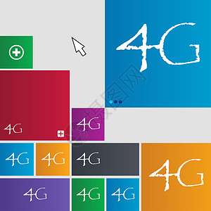 4G 符号图标 移动电信技术符号 一组彩色按钮令牌插图邮票边界电话标准徽章数据质量互联网背景图片