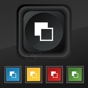 活动颜色工具栏图标符号 在黑纹理上设置五个彩色 时髦的按钮 用于设计设计框架调色板交换插图背景图片