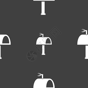 邮箱图标符号 灰色背景上的无缝模式创造力邮资绘画黑色邮政网络插图全球送货电子邮件背景