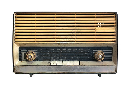 上个世纪的回射无线电收音机短波体积器具娱乐频率纽扣歌曲按钮音乐播送背景图片