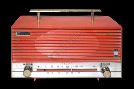上个世纪的回射无线电收音机体积工具橙子音乐扬声器古董技术器具频率合金背景图片