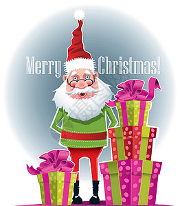 圣诞老人的礼物横幅盒子绿色红色胡须紫红色背景图片