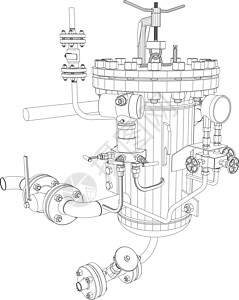热交换器图片冷却器工业气体线程金属力量压力坚果植物管道插画