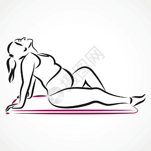 瑜伽健身球放松姿势衣服身体妈妈产妇运动插图女性肌肉瑜伽女士设计图片