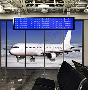 在机场取消的航班痕迹天气暴风雪飞机指示牌运输旅行航空风暴假期除冰高清图片素材