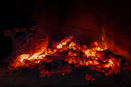 壁炉火在壁炉中的烈火背景