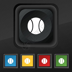 用于您设计的黑纹理上五个彩色 时髦的按钮 矢量(Victor)背景图片