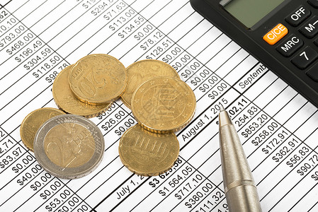 硬币计算器金子支付数字货币账单计算器硬币背景图片