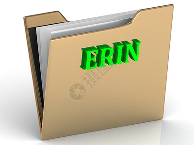 ERIN - 金文件文件夹上的亮绿色信背景图片