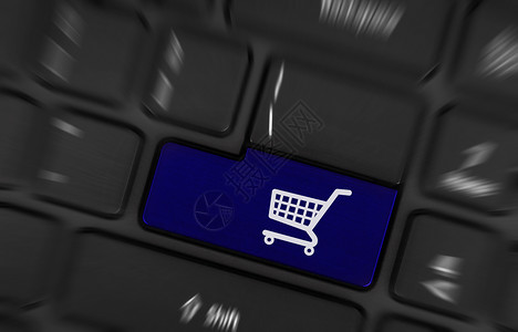 电子商务和在线购物概念网上购物客户青色键盘篮子网店营销零售店铺蓝色支付高清图片素材