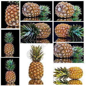 来自四面的菠萝维生素观点拼贴画饮食水果角度分工背景图片