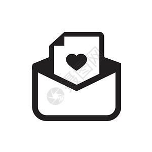 爱情信件图标邀请函蓝色插图短信互联网信封按钮邮寄文档电子邮件背景图片