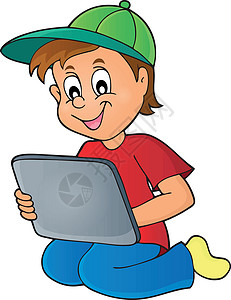 电子餐牌玩平板牌的男孩童年载体孩子电脑电子教育学习互联网技术艺术设计图片