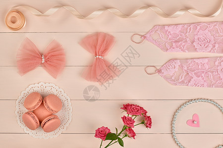 包头妇女必需品 时装新娘粉红套创造力玫瑰手套蕾丝首饰珍珠生活礼物奢华项链背景图片