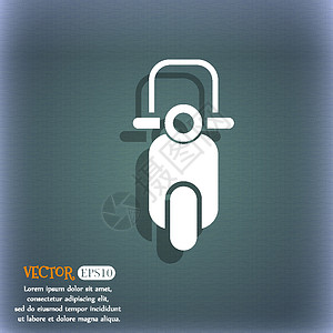 摩托车锁Scooter 图标 在蓝色绿色抽象背景上 有阴影和文字空间 矢量插画