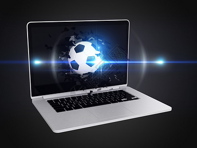 销毁笔记本电脑足球白色键盘技术运动背景图片