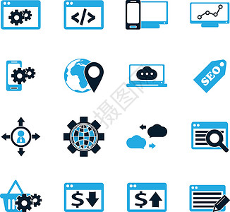 Seo 和开发图标 se技术网站营销服务电脑编码互联网商业咨询审查背景图片