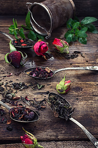 泡茶的种类食物叶子花瓣薄荷玫瑰植物草本植物茶器酿造时间背景图片