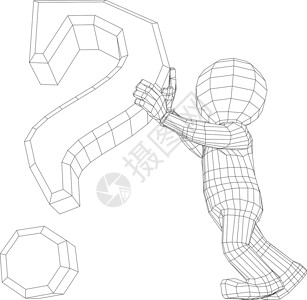 蜘蛛侠持问号的木偶三党人技术卡通片通讯数字插画