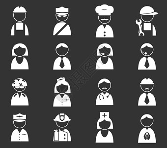 专用图标集护士经理警察社会职业工程师人士工作用户插图背景图片
