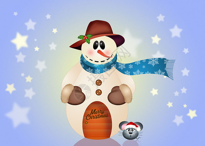 雪人和小老鼠背景图片
