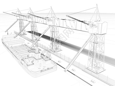 线框图的透视 3D 渲染房地产草图计算机办公室框架线条建筑学住宅插图场景背景图片
