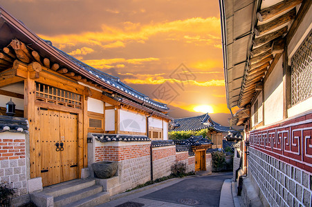 村 韩国传统风格建筑S旅行房子房屋村庄背景图片