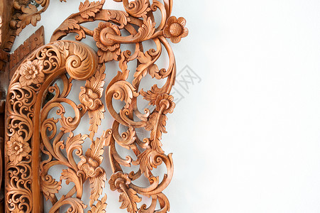 带柔和灯光的泰式雕刻花线装饰品建筑学寺庙叶子风格工作墙纸装饰背景图片
