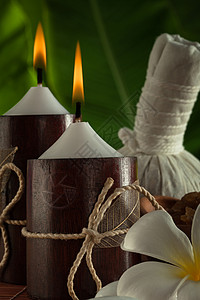 蜡烛邮票洗澡叶子按摩治疗身体芳香卫生医疗温泉背景图片