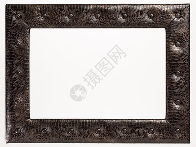 白色背景上的空白相框棕色摄影装饰木头照片边界皮革框架风格乡村背景图片