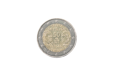 纪念2欧元法国硬币意义交换收藏现金白色联盟钱币学货币背景图片