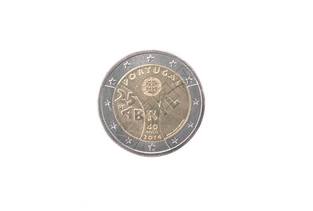 葡萄牙的纪念硬硬币收藏现金联盟交换钱币学意义货币白色背景图片