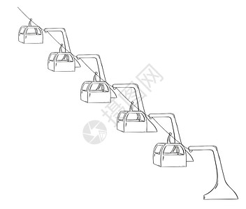 高椅古村索道草图天空假期黑色铅笔涂鸦插图运输手绘旅行座位设计图片