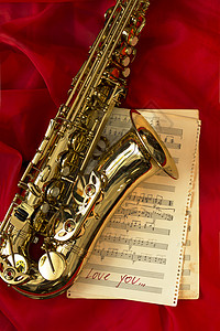 金萨克斯工具游戏音效红色床单黄铜音乐闪光背景图片