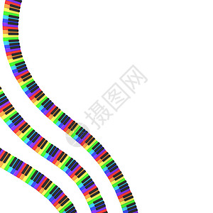 彩虹色的钢琴键盘合成器插图音乐娱乐彩虹艺术伽马乐器白色钥匙背景图片