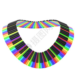 彩虹色的钢琴键盘白色伽马乐器黑色音乐娱乐钥匙插图合成器彩虹背景图片