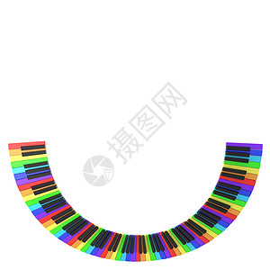 彩虹色的钢琴键盘娱乐合成器黑色音乐白色彩虹插图乐器艺术圆圈背景图片