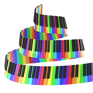 彩虹色的钢琴键盘艺术黑色伽马合成器娱乐插图音乐白色彩虹钥匙背景图片