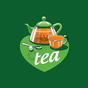 茶具标志矢量标志 te咖啡店香气艺术绘画饮料食物菜单勺子商业餐厅插画