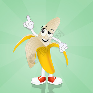 有趣的香蕉栽培植物水果食物卡通片快乐微笑黄色插图背景图片