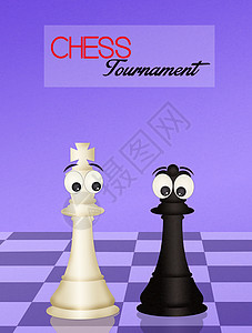 国际象棋锦标赛国王主教竞赛白色插图女王战略卡通片专注比赛背景图片
